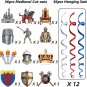 72 Pcs Medieval Knight Birthday Decorations Medieval Knight Crown Castles Hangin