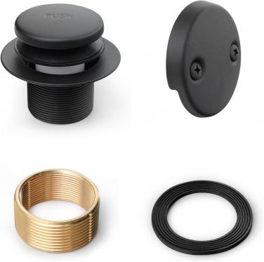 Black Bathtub Drain Replacement Kit, Tip Toe Tub Drain Trim Kit with Two Hole Ov