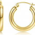 Titanium Chunky Huggie Hoop Tube Earrings Clip Top Thick 18K Gold Plated Hypoall