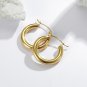 Titanium Chunky Huggie Hoop Tube Earrings Clip Top Thick 18K Gold Plated Hypoall