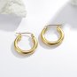 Titanium Chunky Huggie Hoop Tube Earrings Clip Top Thick 18K Gold Plated Hypoall