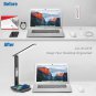 LED Desk Lamp with Wireless Charger for Home Office, USB Charging Port, Clock, A