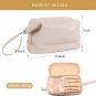 Makeup Bag, Double Layer, Portable Travel Leather Roomy Toiletry Cosmetic Bag fo