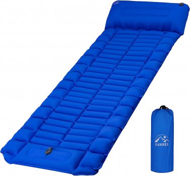 Camping Sleeping Pad Inflatable Sleeping Mat with Pillow Built-In Pump Compact U