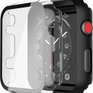 2 Pack PC Case with Tempered Glass Screen Protector Compatible with Apple Watch