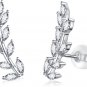 Leaf Stud Earrings Ear Climber Earrings for Women Girls Cubic Zirconia Ear Crawl