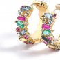 Colorful Hoop Earrings, Sparkly Crystal Cubic Zirconia Hoop Earrings for Women H