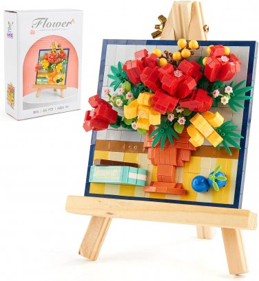 PATRI MOYE Roses Flower Building Set, STEM Flower Building Block Toys for Adults
