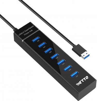 7-Port USB 3.0 Hub,  Data USB Hub Splitter with 3.3Ft Long Cable for Laptop, PC,