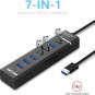 7-Port USB 3.0 Hub,  Data USB Hub Splitter with 3.3Ft Long Cable for Laptop, PC,
