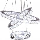 CXGLEAMING LED Chandeliers Modern Ceiling Light Fixture 3 Rings Adjustable Cryst