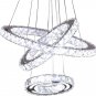 CXGLEAMING LED Chandeliers Modern Ceiling Light Fixture 3 Rings Adjustable Cryst