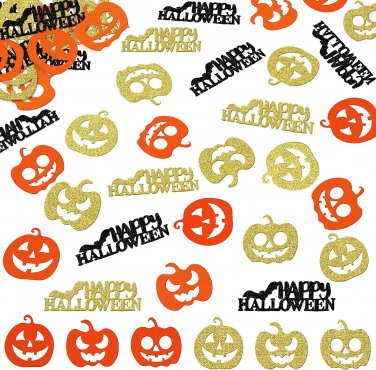 Halloween Table Confetti, Pumpkin Confetti, Glitter Happy Halloween Confetti, Ha