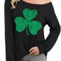 St Patrick'S Day Women'S Long Sleeve Printed Top Irish Shamrock Sexy off Shoulde