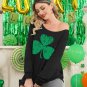 St Patrick'S Day Women'S Long Sleeve Printed Top Irish Shamrock Sexy off Shoulde