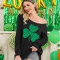 St Patrick'S Day Women'S Long Sleeve Printed Top Irish Shamrock Sexy off Shoulde