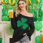 St Patrick'S Day Women'S Long Sleeve Printed Top Irish Shamrock Sexy off Shoulde