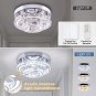 9.8" Small Modern Chandelier Crystal Flush Mount Ceiling Light Fixture Remote Co