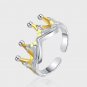 925 Sterling Silver Crown Ring for Women Men Simple Fashion Adjustable Open Ring