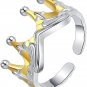 925 Sterling Silver Crown Ring for Women Men Simple Fashion Adjustable Open Ring