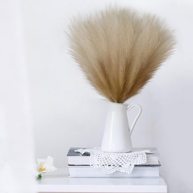 Faux Pampas Grass, 6Pcs 17 Inch Artificial Pampas Grass Fluffy Pompous Grass Flo
