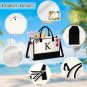 Personalized Monogrammed Tote Bag with Strap, Initial Canvas Tote Bag with Makeu