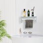 Glass Mirrored Wall Shelf. Wall Mounted Bathroom Shelf over Toilet. Glamorous Cr