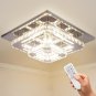 Modern Crystal Chandelier - 12" Flush Mount Ceiling Light Fixture with Remote Co