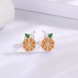 Cute Orange Fruit Earrings 925 Sterling Silver Tangerine Stud Summer Statement J