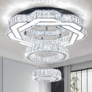 Finktonglan 22.5'' Modern Crystal Chandeliers LED Chandelier Ceiling Lamp 2 Ring