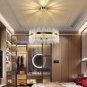 Modern Crystal Chandelier, Ledround Crystal Hanging Ceiling Light, 3-Way Dimmabl