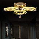 Deckrico Modern Crystal Chandelier Flush Mount Stainless Steel Pendant Ceiling L