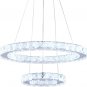 Modern 2 Ring Crystal Chandelier LED Pendant Lighting Chrome Chandeliers Flush M