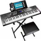 Rockjam 61 Key Keyboard Piano with Pitch Bend Kit, Keyboard Stand, Piano Bench,