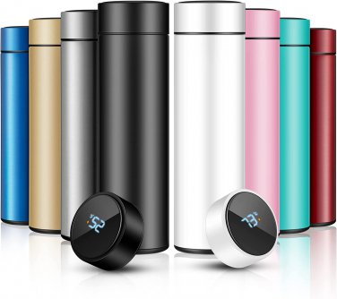 8 Pcs Smart Water Bottles with Digital Temperature Display Tea Infuser Bottle LE