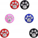 round Bear Paw Snap Buttons Jewelry Charms, 18Mm Rhinestones Snap Button Jewelry