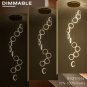 12 Rings Staircase Chandelier,Gold Modern Crystal Led Chandelier,Dimmable High C