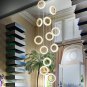 12 Rings Staircase Chandelier,Gold Modern Crystal Led Chandelier,Dimmable High C