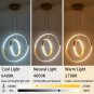 Led 2 Ring Light Modern Ceiling Light Adjustable Height Hanging Light Fixture 40
