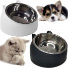 2PCS Raised Cat Bowl Tilted 15° Slanted Elevated Bulldog Feeder Non-Spill Dog Ki
