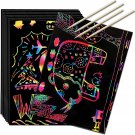 Scratch Art Rainbow Paper 36 Sheets, Colorful Magic Papers Black Scratch It off