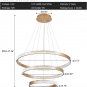 Dining Room Light Fixtures over Table Gold Modern Chandelier Lighting LED 3-Ring