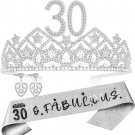 30Th Birthday Gift,30Th Birthday Tiara and Sash,30Th Birthday Crown for Women,30