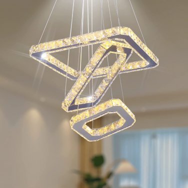 Diisunbihuo Modern Crystal Chandeliers LED Square Chandelier Pendant Lights Chan