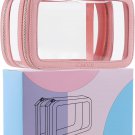 Pink Clear Makeup Organizer Bag for Women Portable Toiletry Cosmetic Purse Pouch
