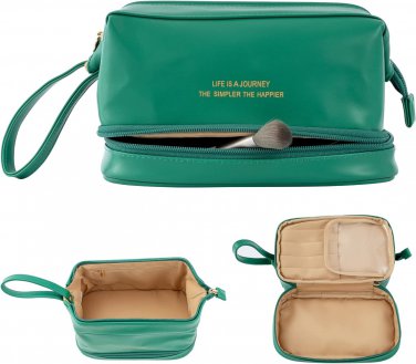 Makeup Bag,Double Layer Cosmetic Bag,Travel Makeup Bag,Leather Makeup Bag, Cosme