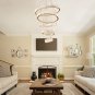 Dimmable Chandeliers LED Big Crystal Chandeliers Modern 5 Rings Pendant Light Ad