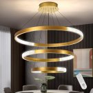 3-Rings D31.5’’ Modern Crystal LED Chandelier Gold Dimmable Flush Mount High Cei