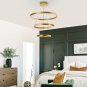 3-Rings D31.5ââ Modern Crystal LED Chandelier Gold Dimmable Flush Mount High Cei