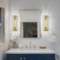 Gold Wall Sconces Set of Two Modern Bathroom Sconces LED Vanity Lights 15'' Bubb